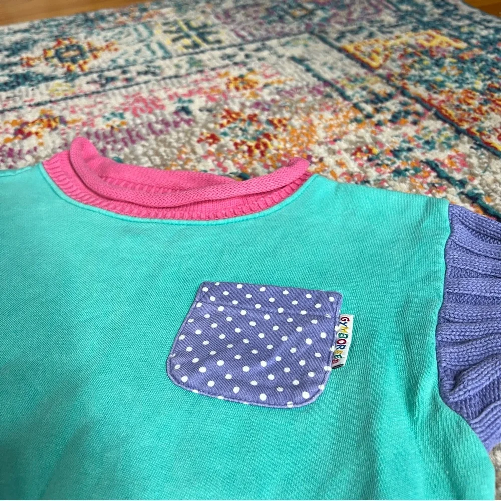 Gymboree Retro Vintage 90s Pink and Turquoise Kids' Colorblock Sweater 4T - Picture 5 of 10